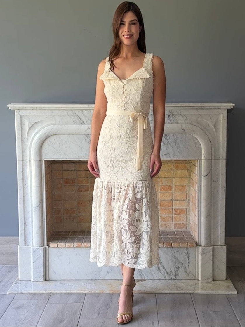 VESTIDO BEIGE MIDI 17306