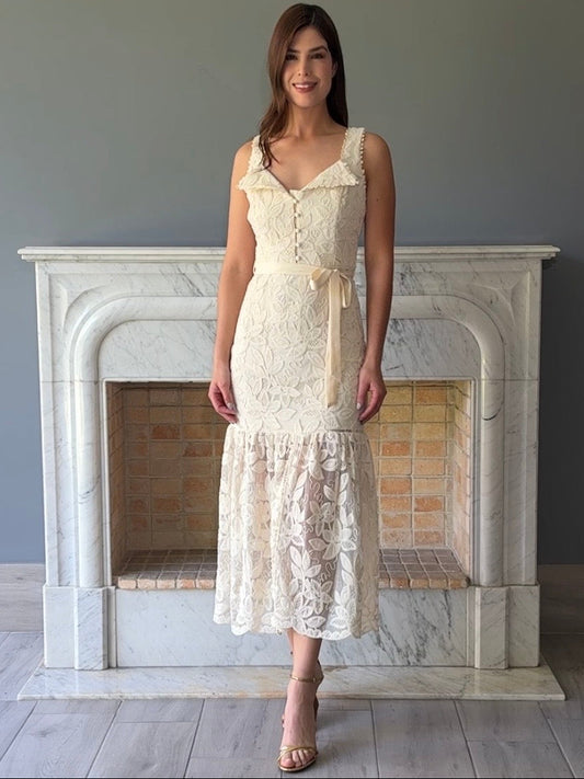 VESTIDO BEIGE MIDI 17306