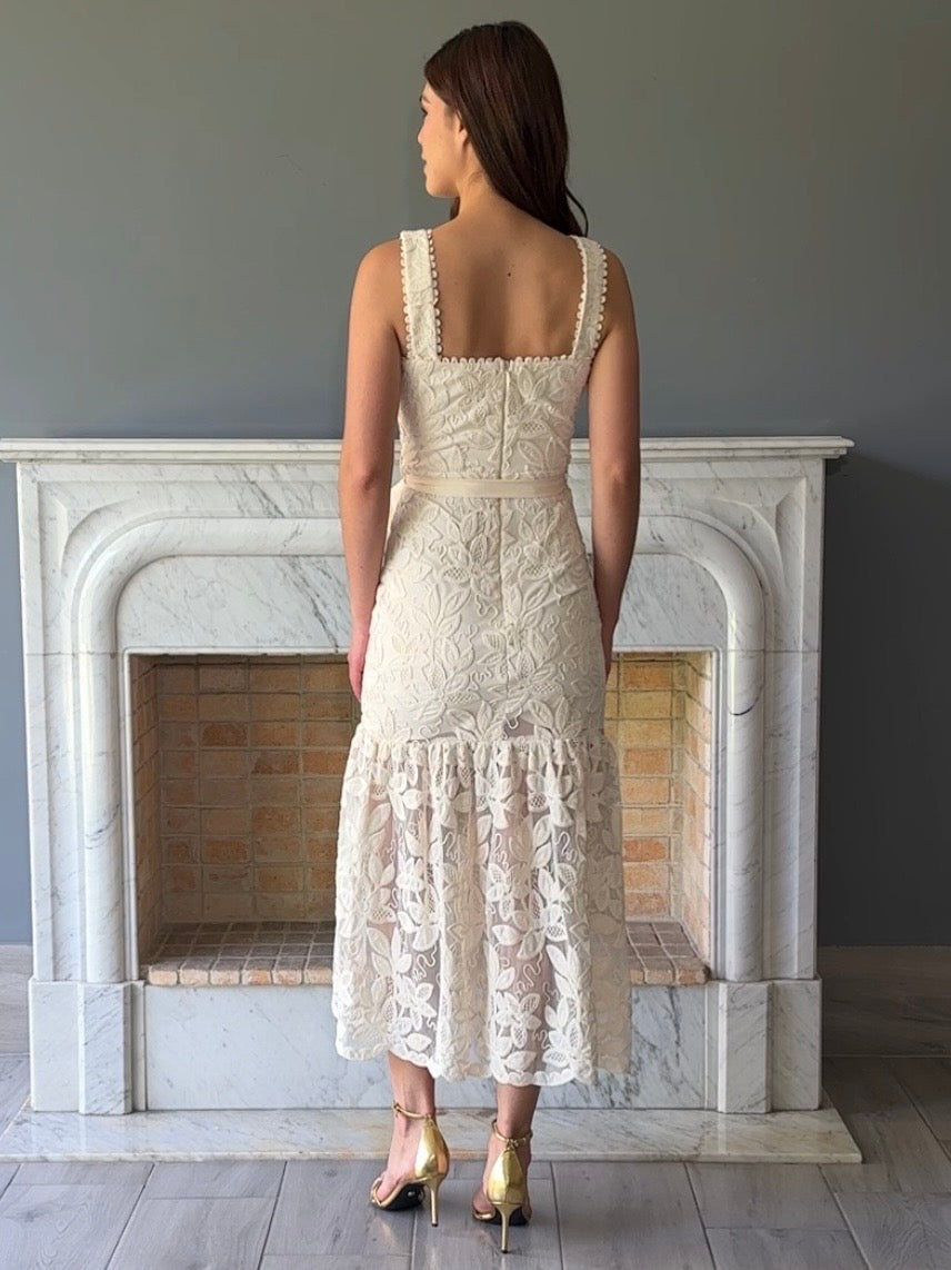 VESTIDO BEIGE MIDI 17306