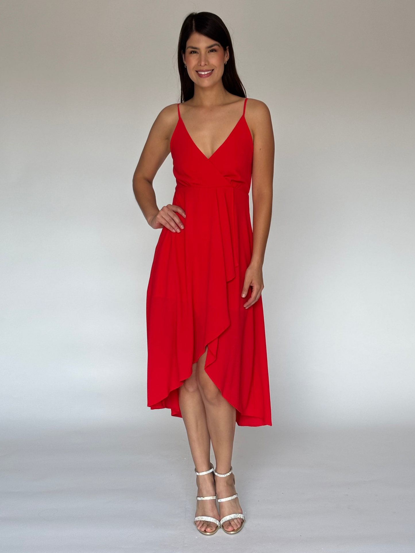VESTIDO MIDI ROJO D7399