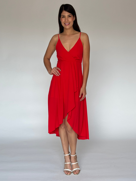 VESTIDO MIDI ROJO D7399