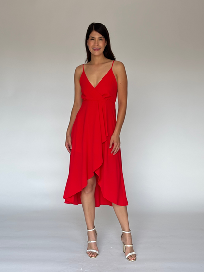 VESTIDO MIDI ROJO D7399