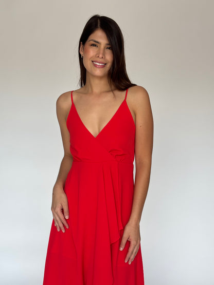 VESTIDO MIDI ROJO D7399