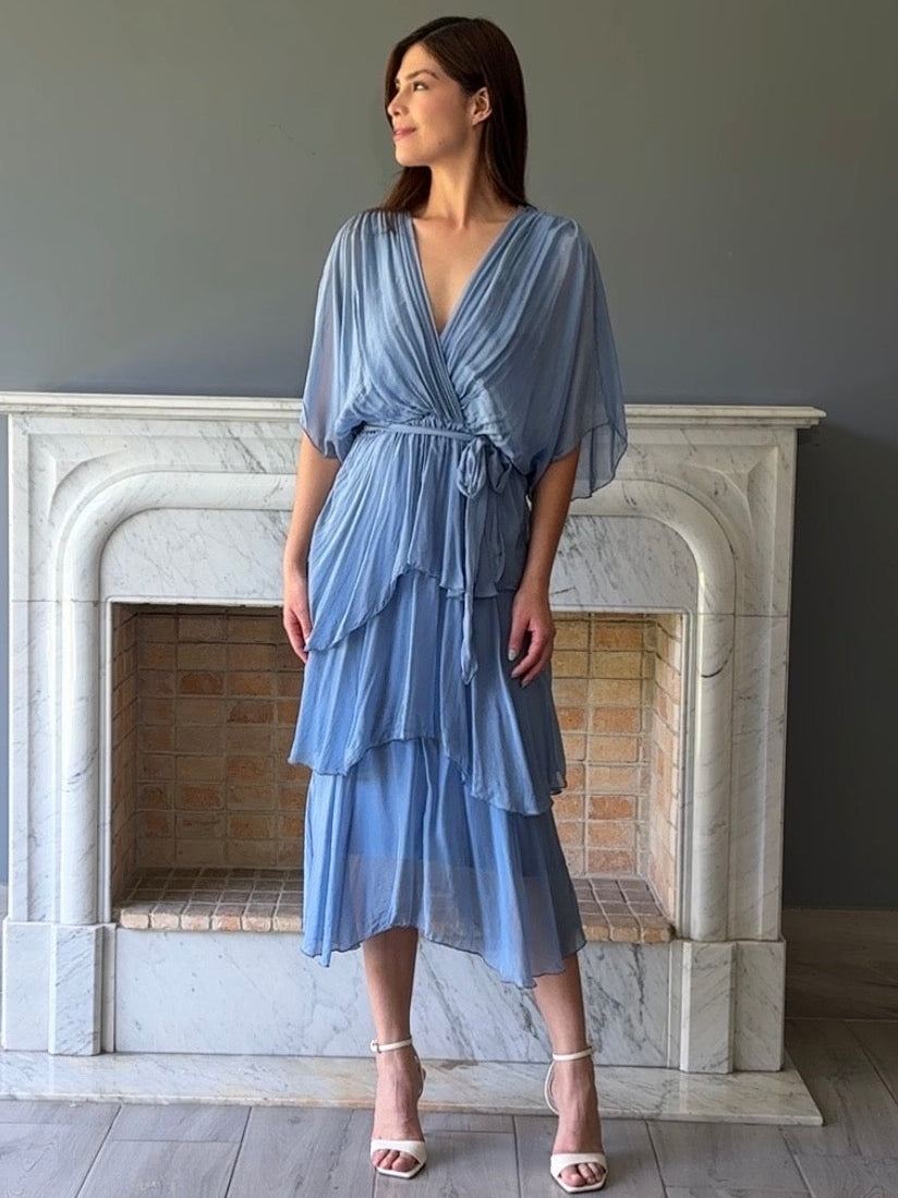 VESTIDO MIDI AZUL Z7070