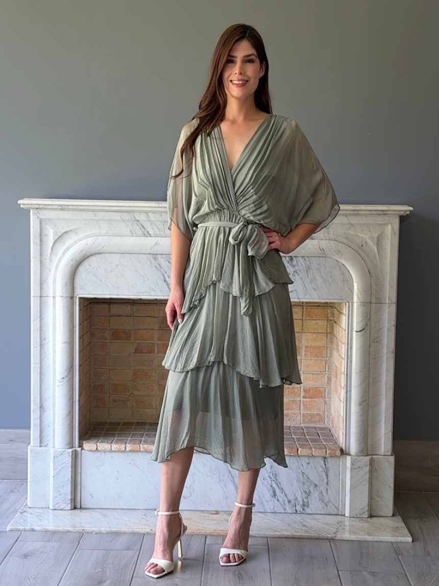 VESTIDO MIDI VERDE Z7070