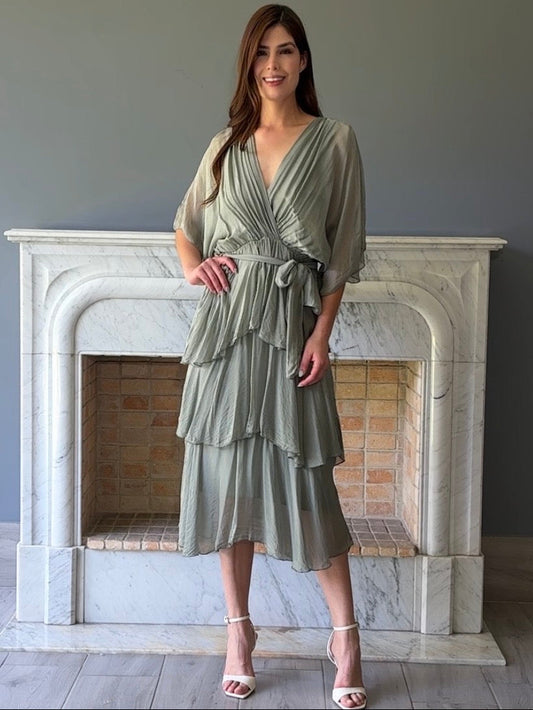 VESTIDO MIDI VERDE Z7070