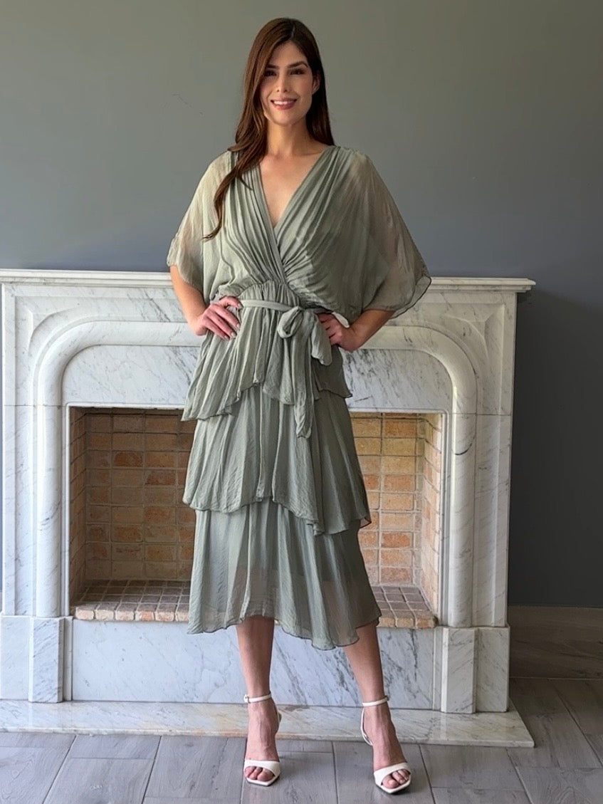 VESTIDO MIDI VERDE Z7070