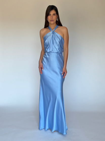 VESTIDO LARGO AZUL M2277