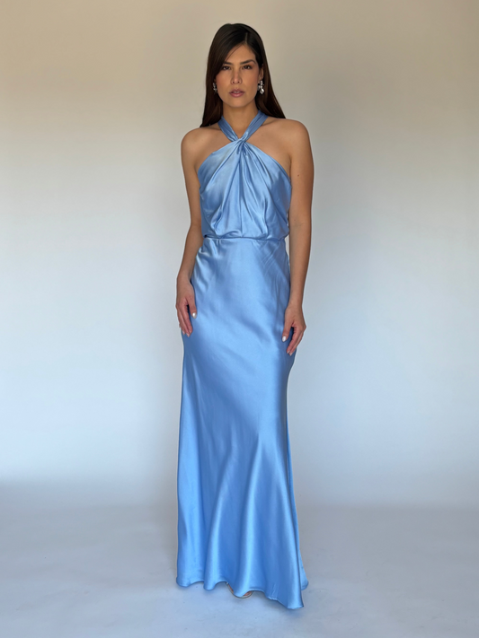 VESTIDO LARGO AZUL M2277