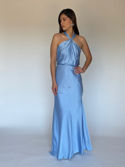 VESTIDO LARGO AZUL M2277
