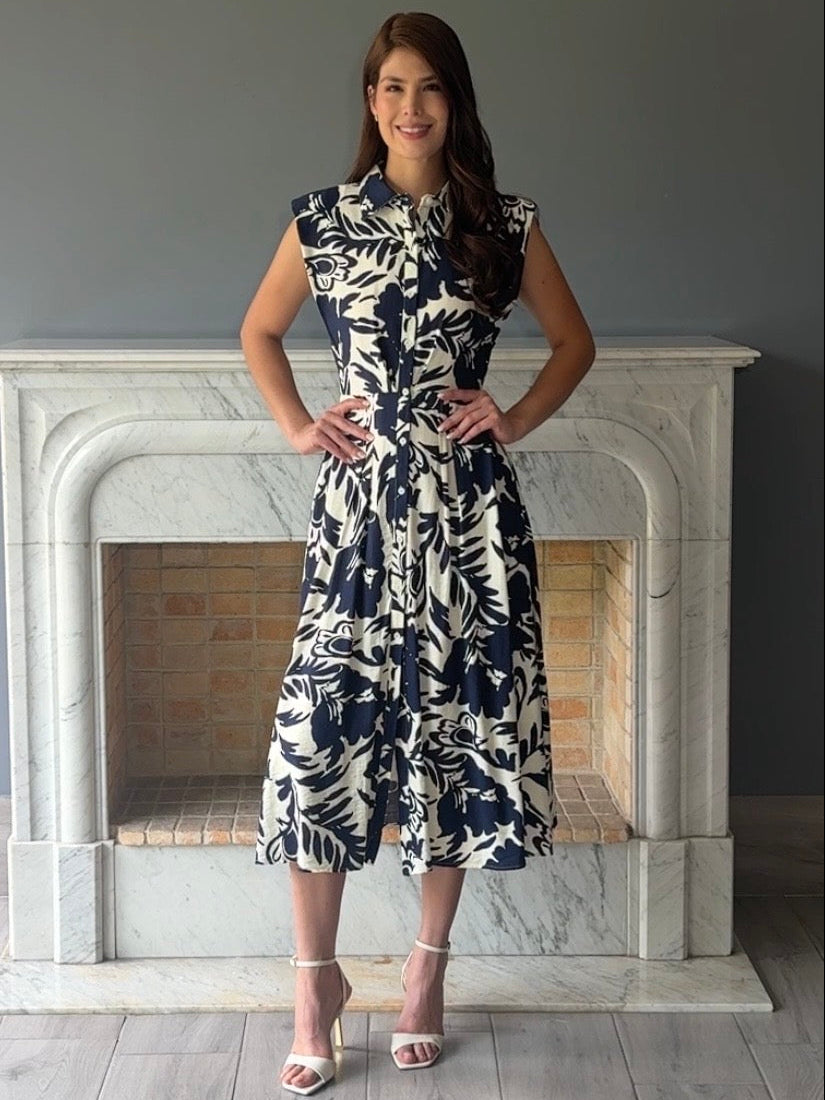VESTIDO MIDI ESTAMPADO AZUL 2281H