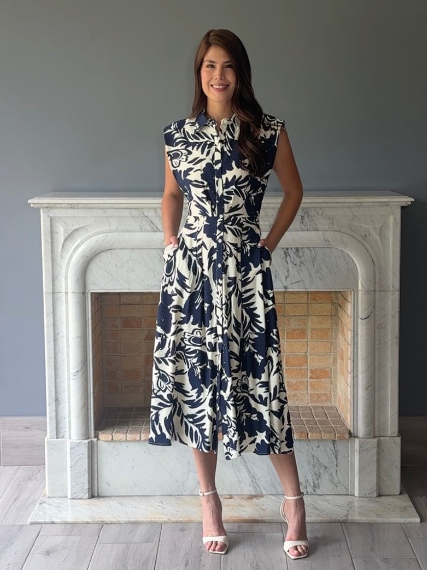 VESTIDO MIDI ESTAMPADO AZUL 2281H