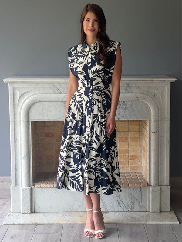 VESTIDO MIDI ESTAMPADO AZUL 2281H