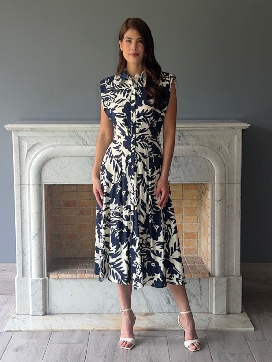 VESTIDO MIDI ESTAMPADO AZUL 2281H
