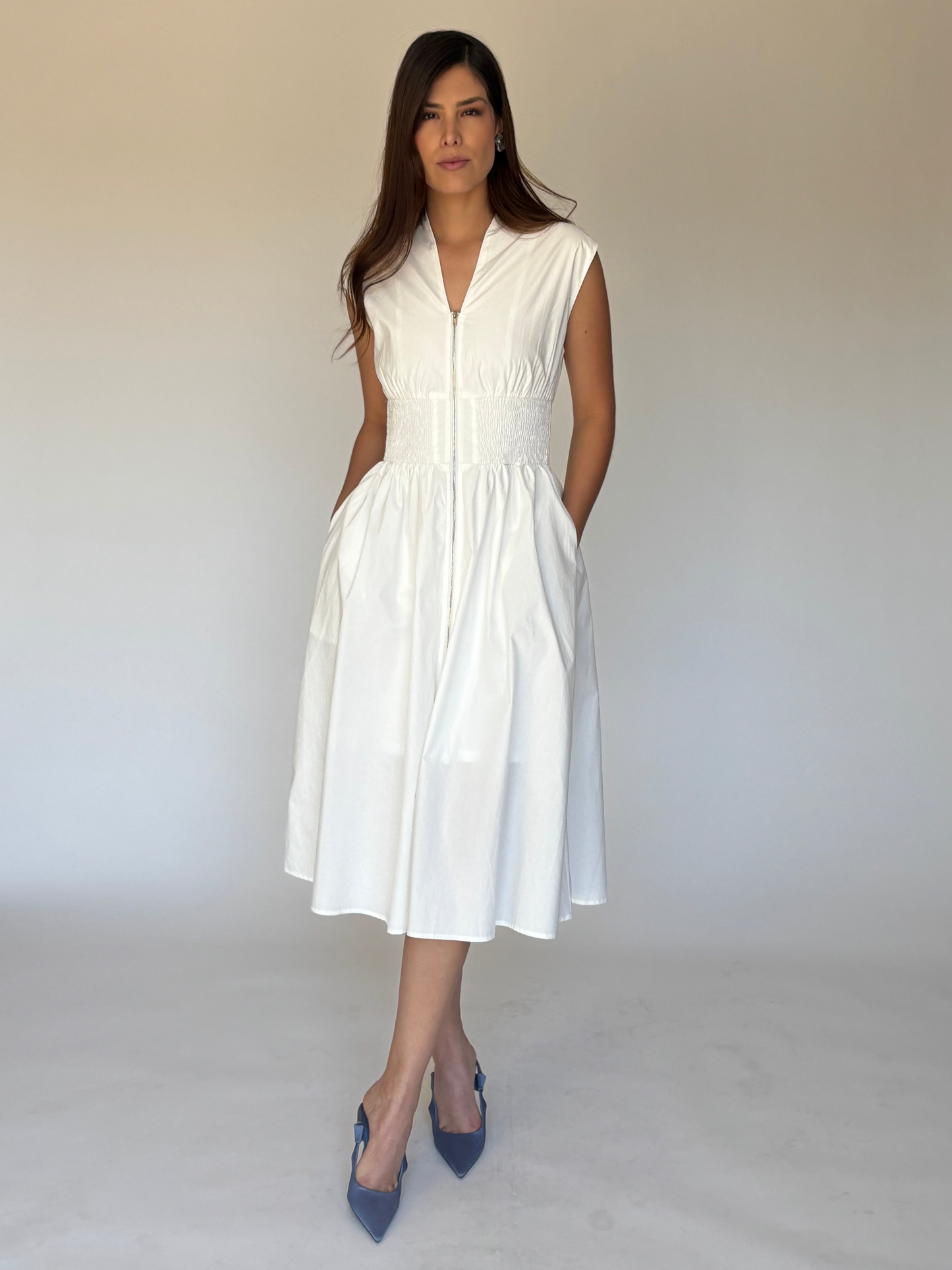 VESTIDO MIDI BLANCO Y7948