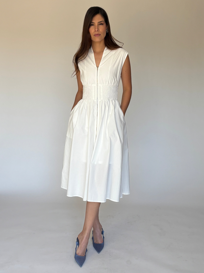 VESTIDO MIDI BLANCO Y7948