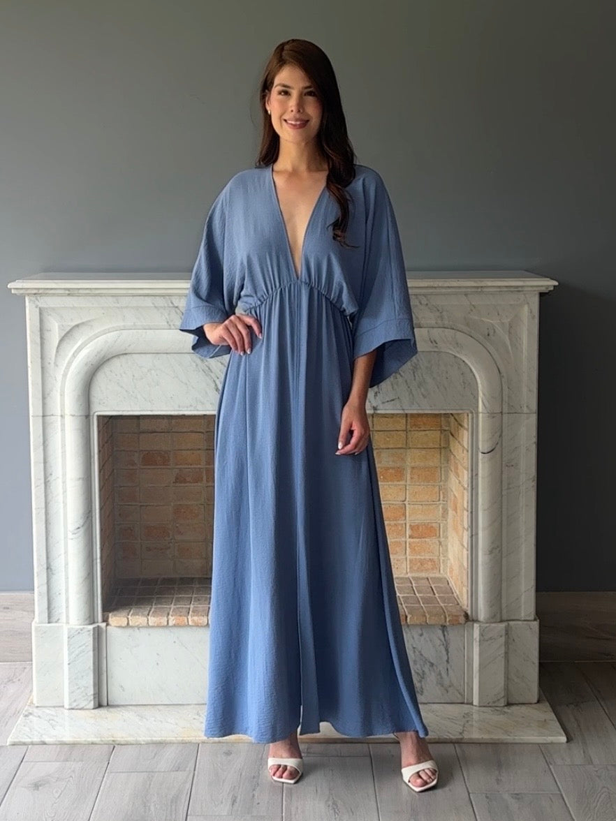 VESTIDO LARGO AZUL D8305