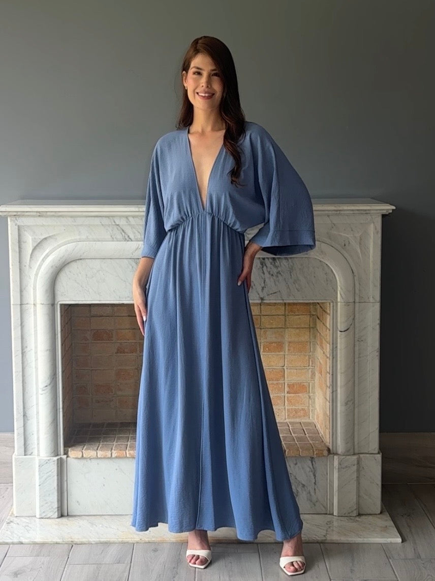 VESTIDO LARGO AZUL D8305