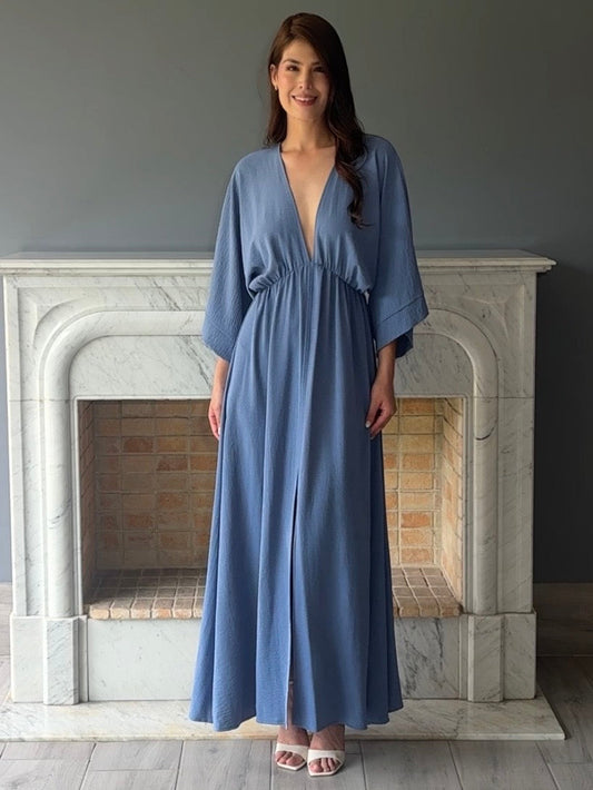 VESTIDO LARGO AZUL D8305