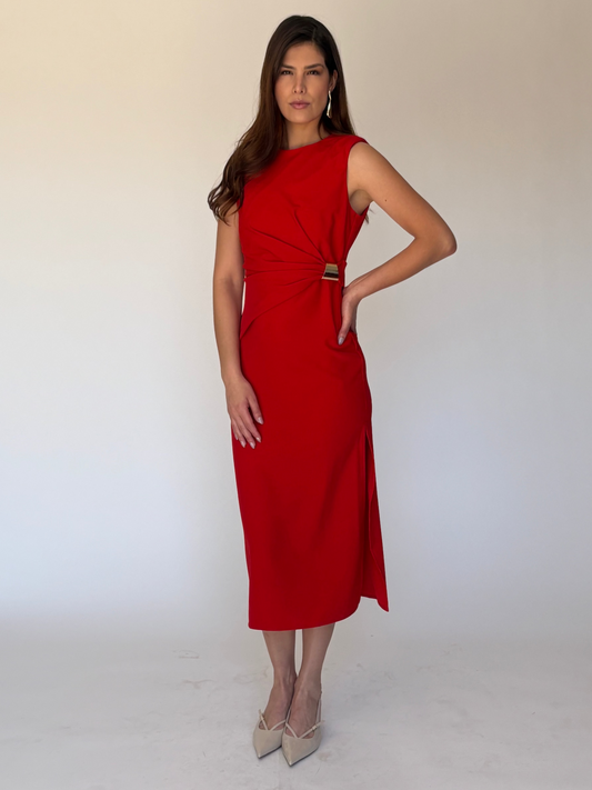 VESTIDO MIDI ROJO 12101