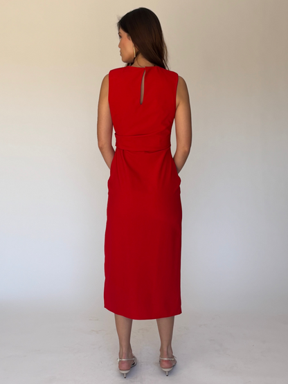 VESTIDO MIDI ROJO 12101