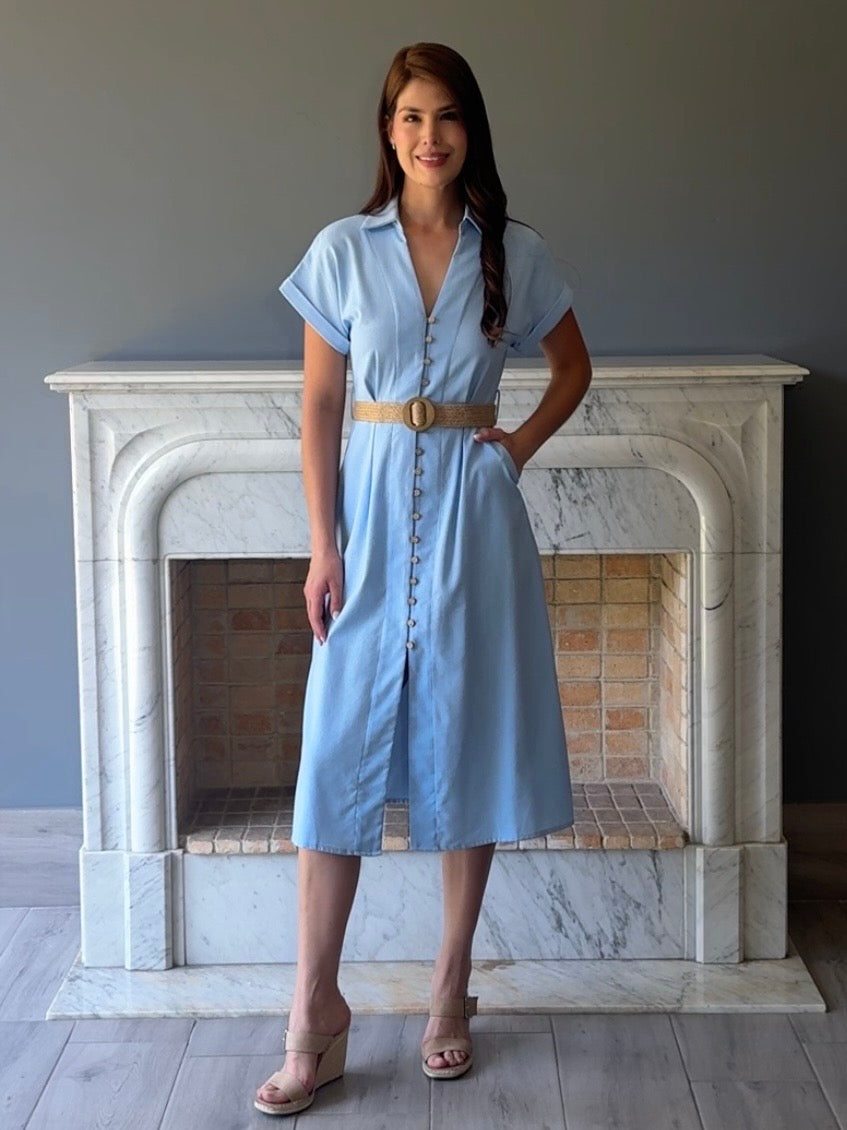 VESTIDO MIDI AZUL D105