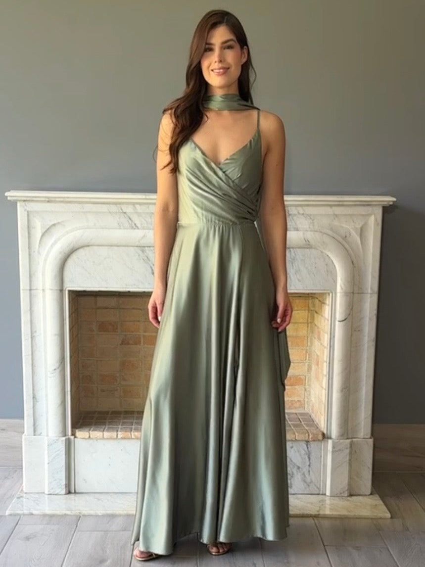 VESTIDO LARGO VERDE 9413A