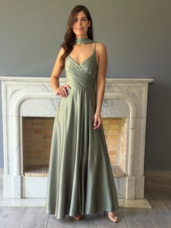 VESTIDO LARGO VERDE 9413A
