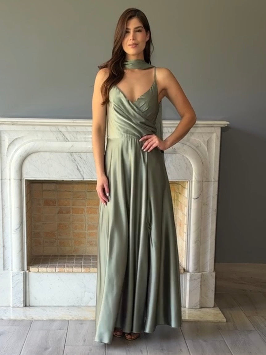 VESTIDO LARGO VERDE 9413A