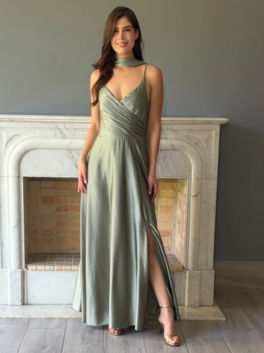VESTIDO LARGO VERDE 9413A