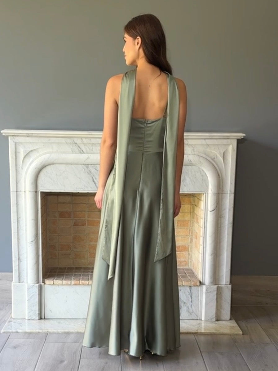 VESTIDO LARGO VERDE 9413A