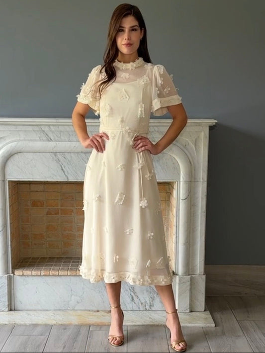 VESTIDO MIDI BEIGE D5786
