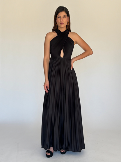 VESTIDO LARGO NEGRO 10144
