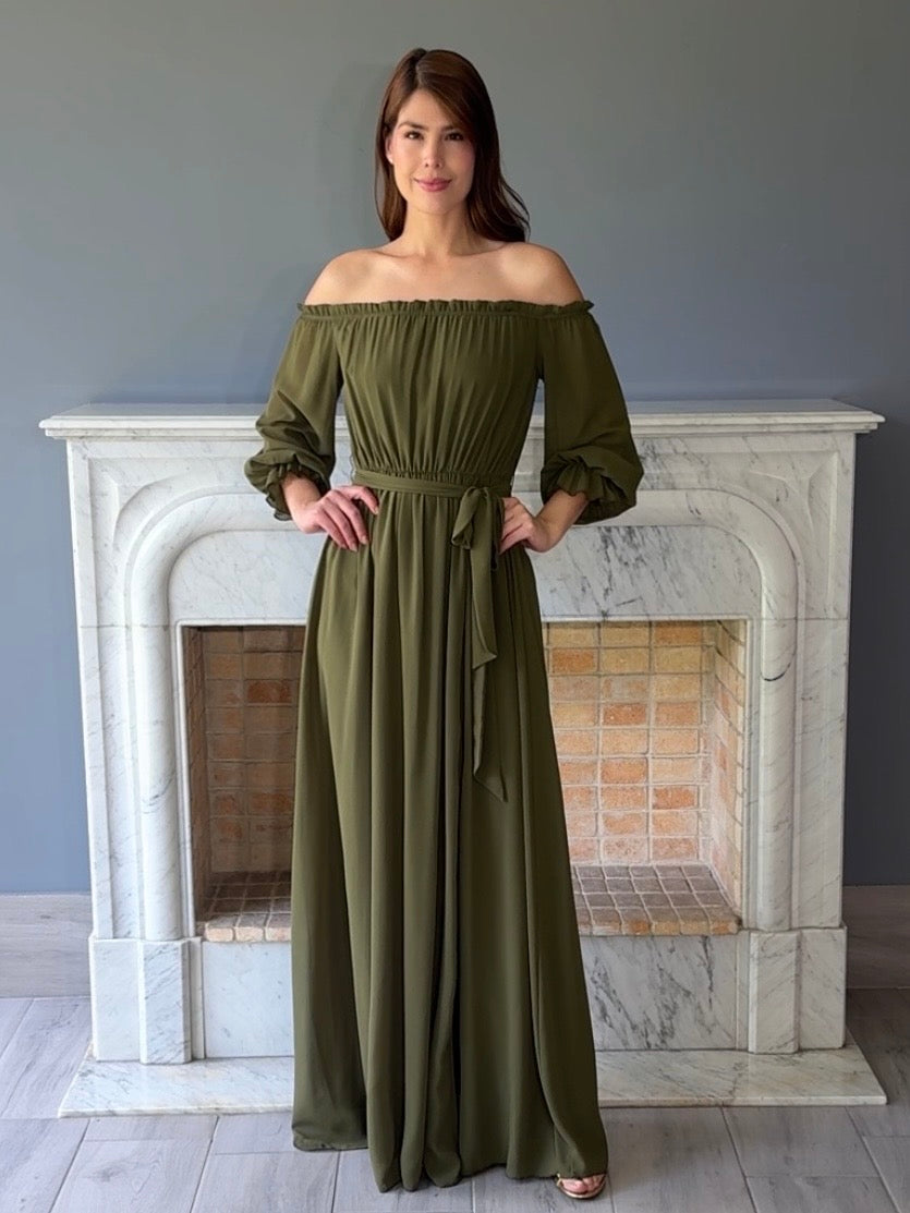 VESTIDO VERDE OLIVO 1426A