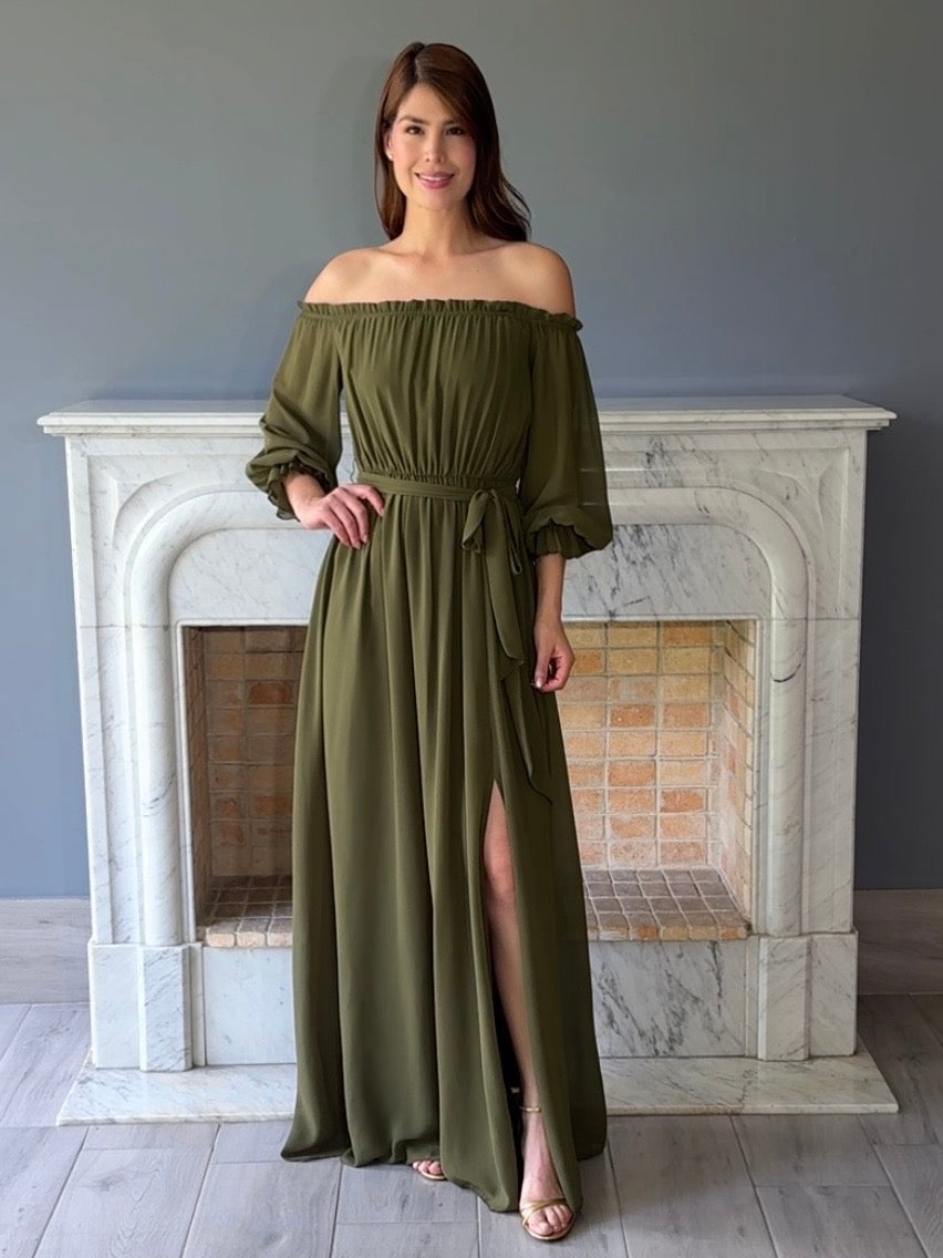 VESTIDO VERDE OLIVO 1426A