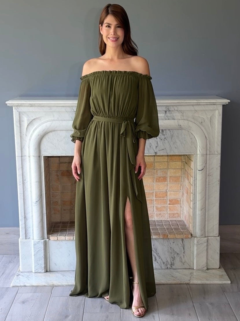 VESTIDO VERDE OLIVO 1426A