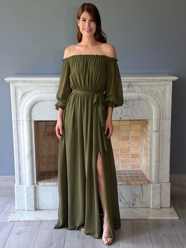 VESTIDO VERDE OLIVO 1426A