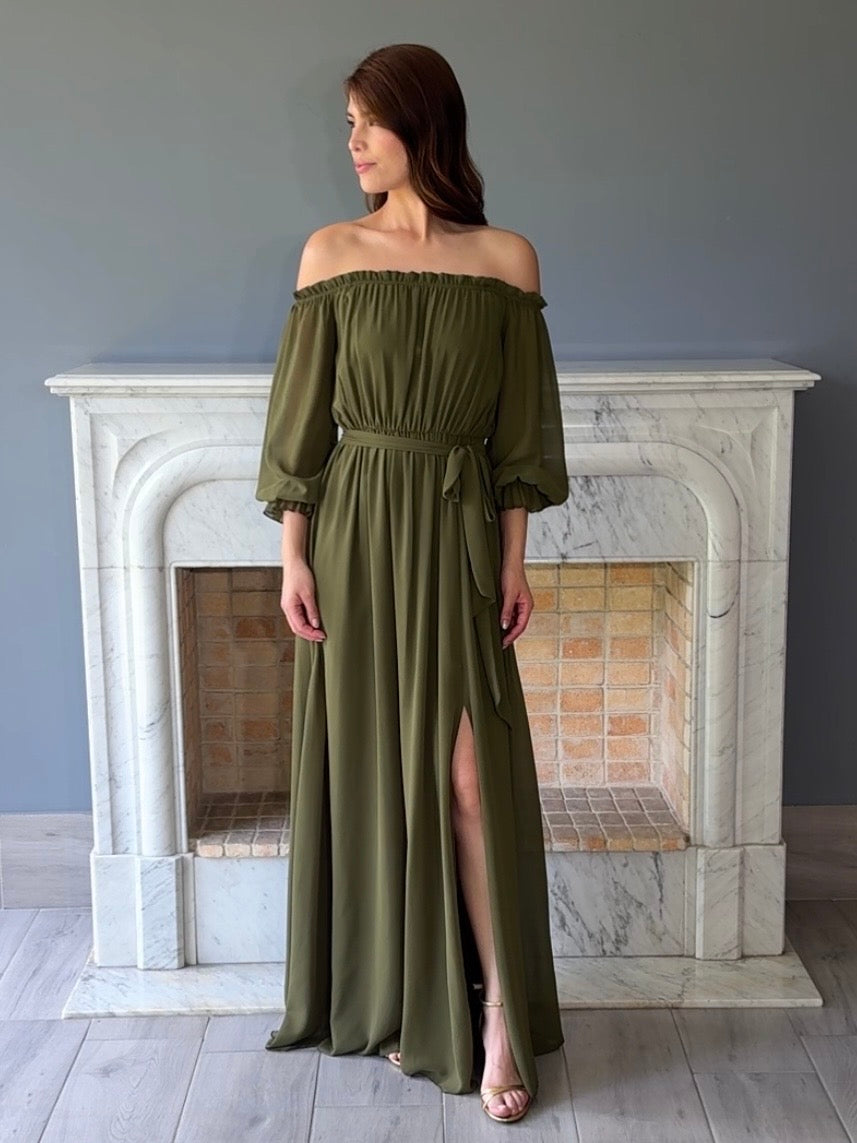 VESTIDO VERDE OLIVO 1426A