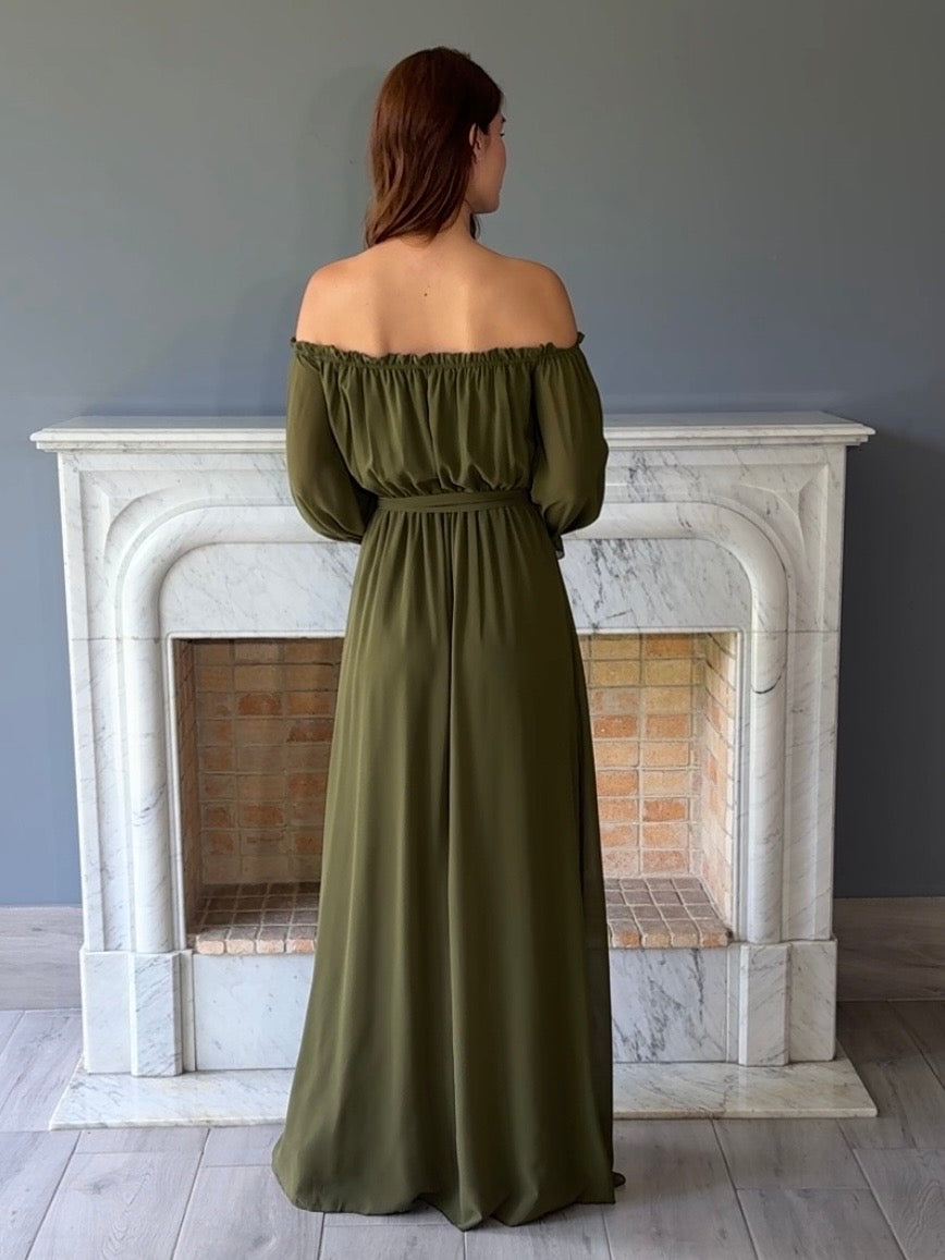 VESTIDO VERDE OLIVO 1426A