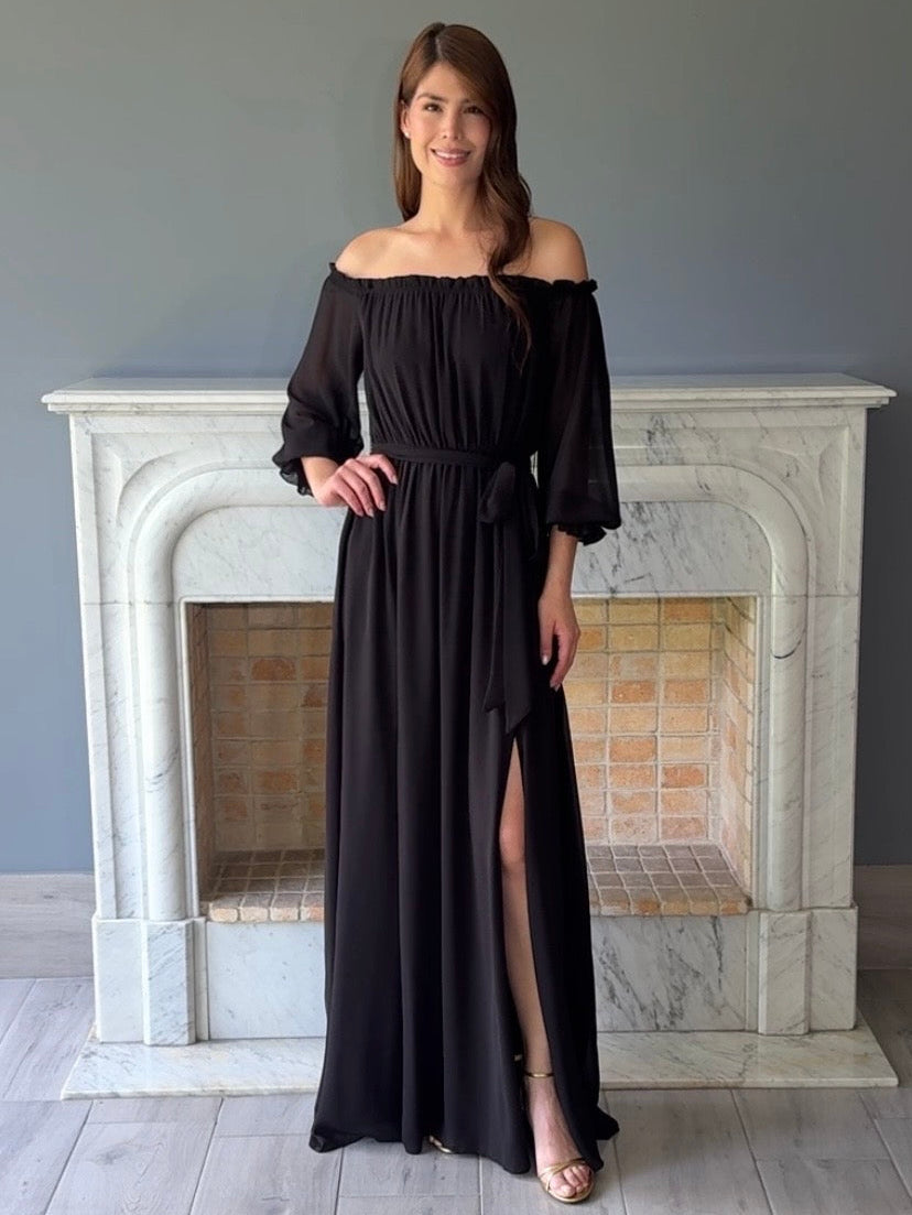VESTIDO LARGO NEGRO 1426A