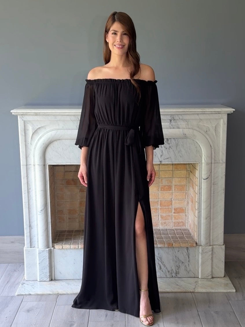 VESTIDO LARGO NEGRO 1426A