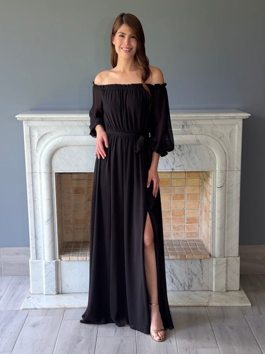 VESTIDO LARGO NEGRO 1426A
