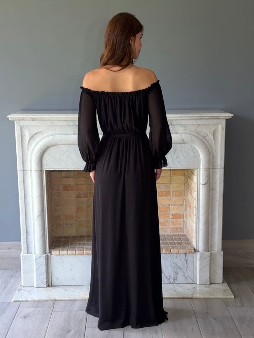 VESTIDO LARGO NEGRO 1426A