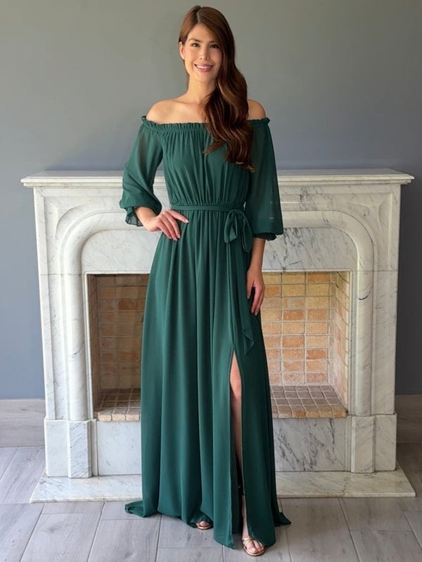 VESTIDO LARGO VERDE 1426A