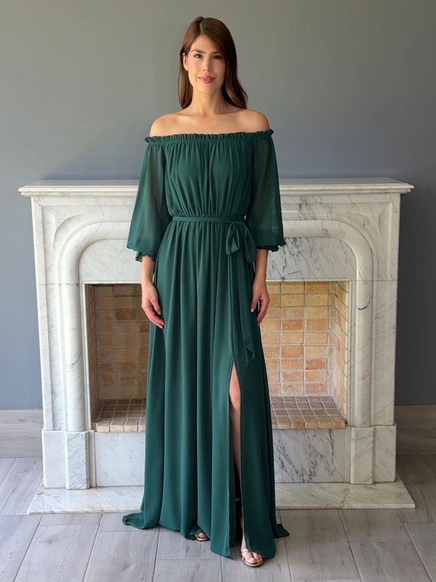VESTIDO LARGO VERDE 1426A