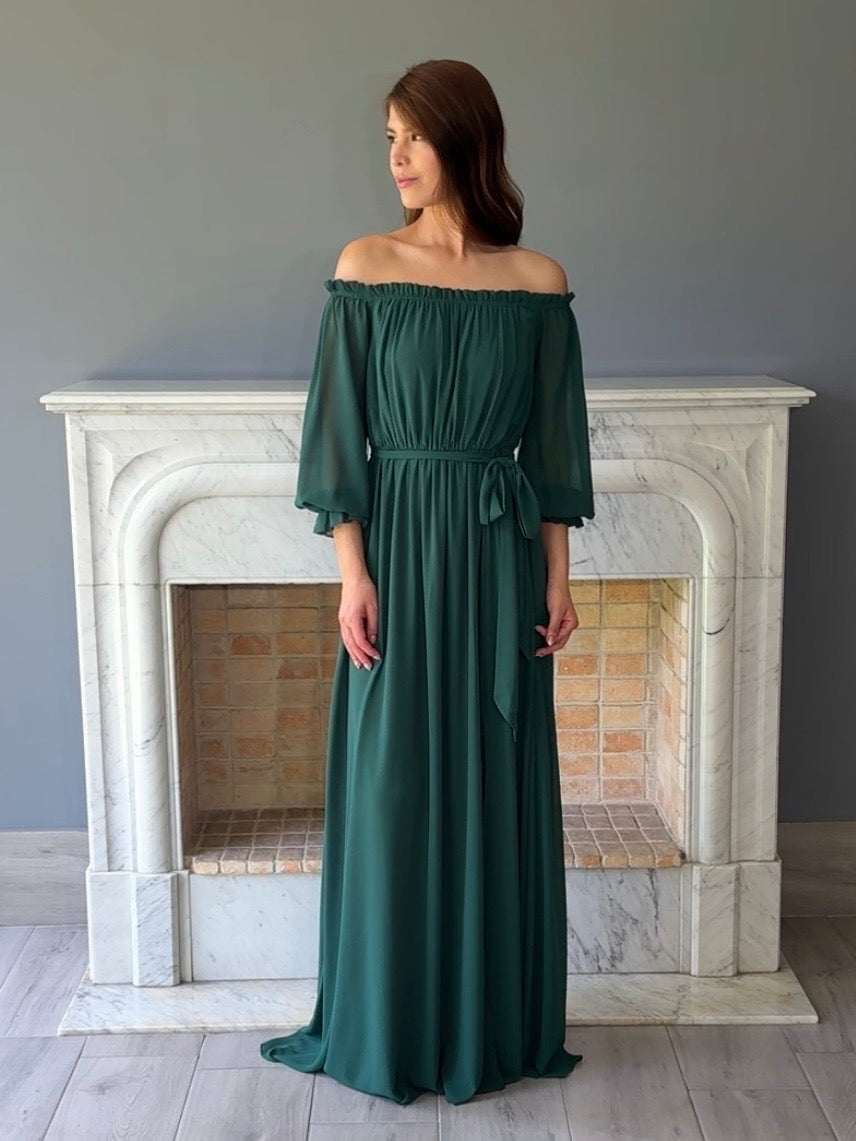 VESTIDO LARGO VERDE 1426A
