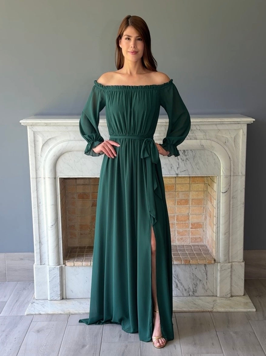 VESTIDO LARGO VERDE 1426A