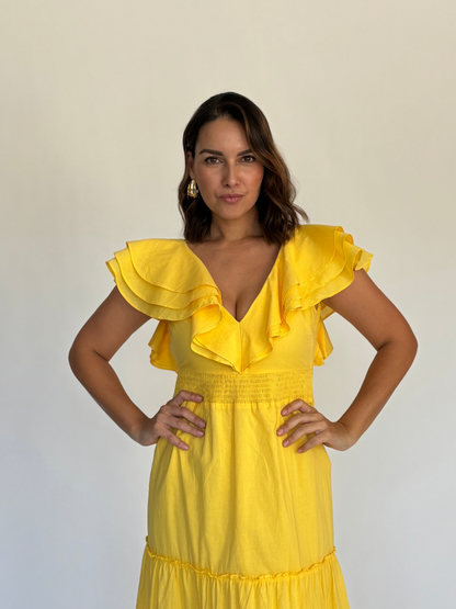 VESTIDO MIDI AMARILLO D113