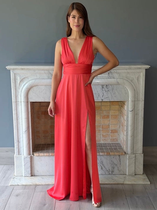 VESTIDO LARGO NARANJA 26010