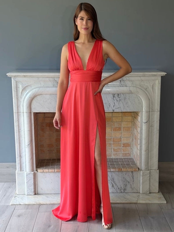VESTIDO LARGO NARANJA 26010